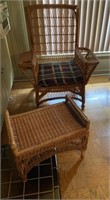 Wicker Chair & Matching Ottoman
