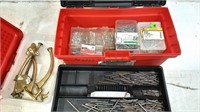 Red Tool Box w/ Assortment of Nails, etc