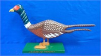Folk Art Carved Wooden Ring Necked Pheasant ,