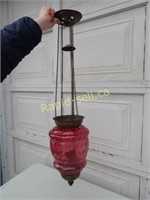 Vintage Cranberry Hanging Lamp