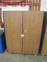 2 door wood cabinet on wheels 48x24x67.5