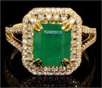 14kt Gold 3.75 ct GIA Emerald & Diamond Ring