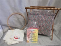 Knitting Basket w/ Embroidery Transfers & Cloth