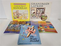 Five childrens books on Hanukkah