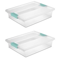 STERILITE 19638606 Large Clip Box, Clear with Blue