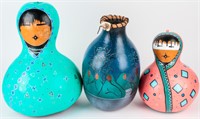 Art, 3 Hand Painted Gourds Kate Aspen