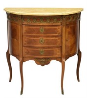FRENCH LOUIS XV STYLE MARBLE-TOP DEMILUNE CONSOLE