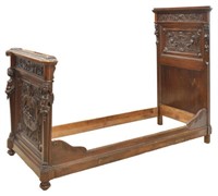 ITALIAN RENAISSANCE REVIVAL CARVED ALCOVE BED