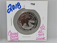 2018 1/2oz .999 Silver Canada Polar Bear $2