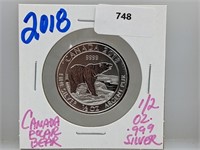 2018 1/2oz .999 Silver Canada Polar Bear $2