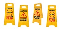 Double Sided Children at Play Yellow Caution Signs