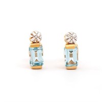 Plated 18KT Yellow Gold 1.34cts Blue Topaz and Dia
