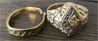 Pair of Vintage Marked 10K Men's Rings. 1 w/