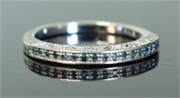 STERLING SILVER BAND RING W/ ZIRCONS SIZE 7.75