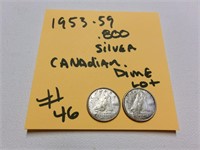 1953 & 1959 .800 silver canadian dime lot