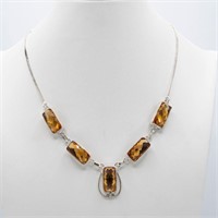 Sparkling 87.5 Cttw Lab Morganite Necklace