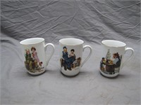 3 Norman Rockwell Coffee Mugs