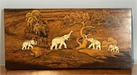 Neat African Elephant Motif Inlaid Wall Plaque