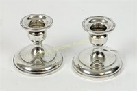 PAIR BIRKS STERLING LOW WEIGHTED CANDLESTICKS