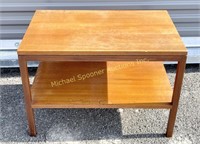 TEAK END TABLE WITH LOWER SHELF