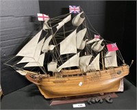 Handcrafted Wooden Model British Ship.