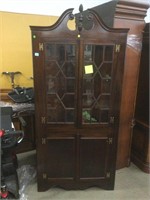Vintage Wood Corner Cabinet - No Shelves