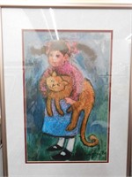 A Girl & Her Cat Framed Print