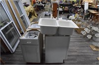 Plastic Sink & (3) Small Cabinets