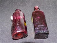 2 vintage mini cranberry Bitter bottles