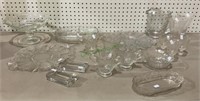 Large collection of etched glass depression