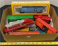 Collector train cars and engine includes plastic