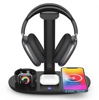 Black Headphone Stand with 4 in 1 Wireless