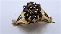 Women's 10K Gold Sapphire Cluster Ring