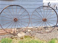Pair metal wheels 52"D
