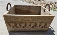 Cactus Print Wood Box Horseshoe Handles