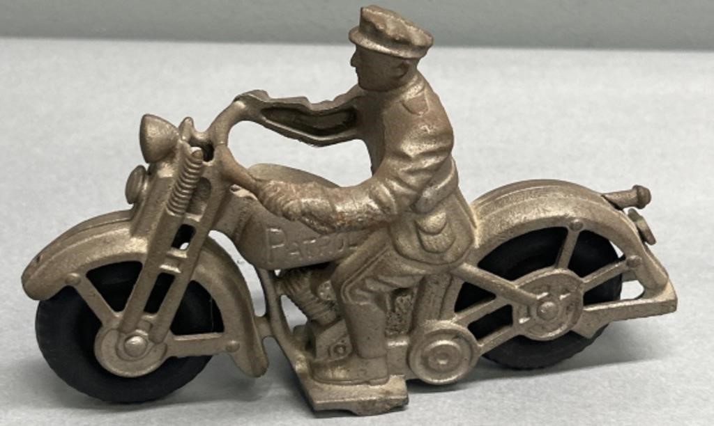 Cast Iron Patrol Motorcycle Toy