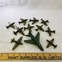 Lot Of 11 Vintage Plastic Toy Army Planes