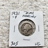 1931P Mercury Dime VG