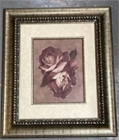 Beautiful vintage floral framed wall art; 23x26