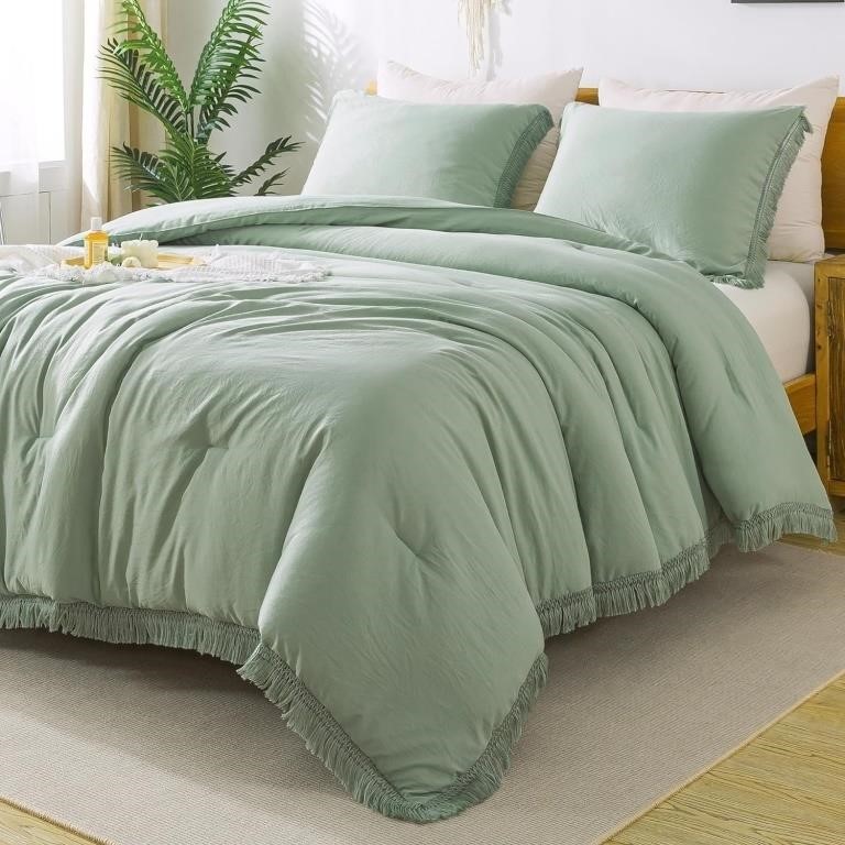 Andency California King Comforter Set Sage Green -