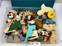 Tote of Full of Painted Wood Cutouts
