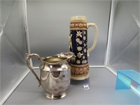 Silver Plate Pitcher and Stein