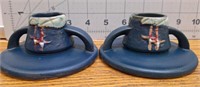 Roseville pottery candle holders