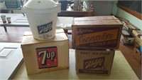 Cardboard Boxes of 7up, Oconto Beer & Schlitz