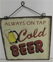 11.5" x 11.5" Cold Beer Reproduction Tin Sign