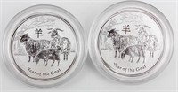 Coin 2 Australian "Year of The Goat" Silver Coins