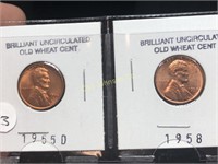 2 UNCIRCULATED OLD WHEAT CENTS