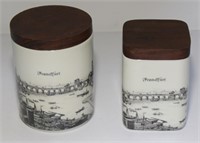 two German porcelain pipe tobacco storage jars