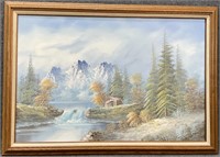 Framed Oil on Canvas Landscape
