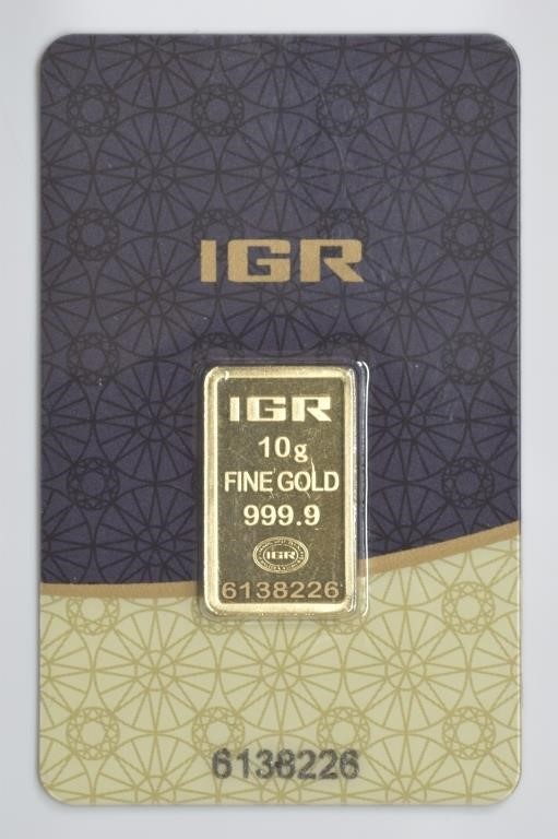 10 Gram IGR Gold Bar on Card